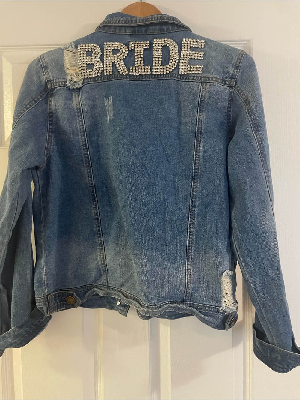 Judith March Blue Denim 'BRIDE' Embellished Jean Jacket